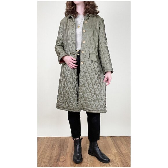Vintage Quilted Chore Barn Coat Fall Winter Pea Coat Jacket Field Lightweight - Picture 1 of 8